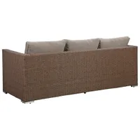 Deckster 3-Piece Patio Conversation Set - Brown Wicker/Taupe Cushions