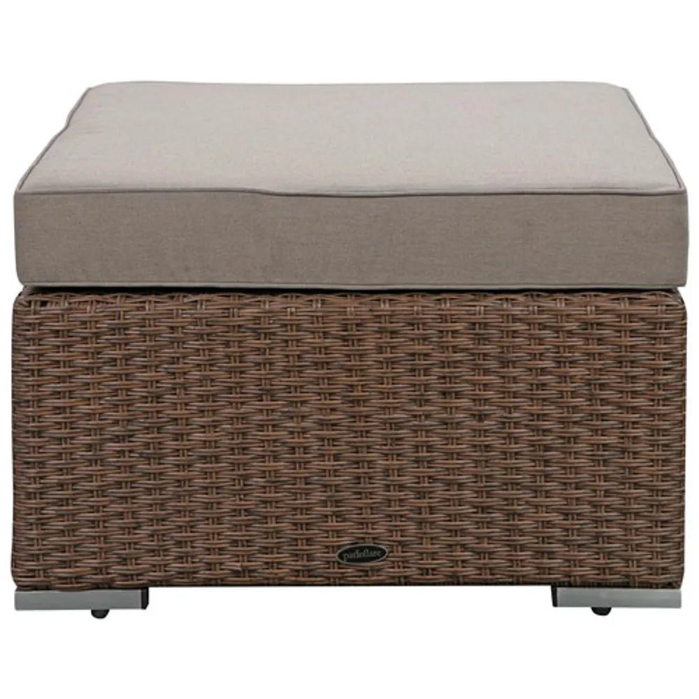 Deckster 3-Piece Patio Conversation Set - Brown Wicker/Taupe Cushions
