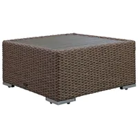 Deckster 3-Piece Patio Conversation Set - Brown Wicker/Taupe Cushions