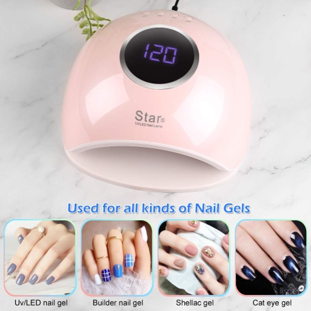 FITNATE Auto Sensor & Quick,72W UV LED Gel Dry Nail Curing Lamp with 4  Timers and Manicure Set for Fingernails,Toenails,ect., (Pink) | Bramalea  City Centre