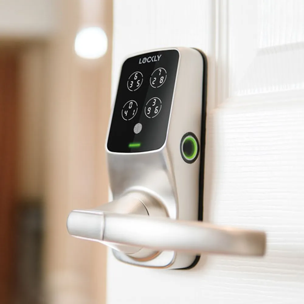 Lockly Secure Plus Fingerprint Bluetooth Latch Smart Lock with Fingerprint Sensor - Satin Nickel