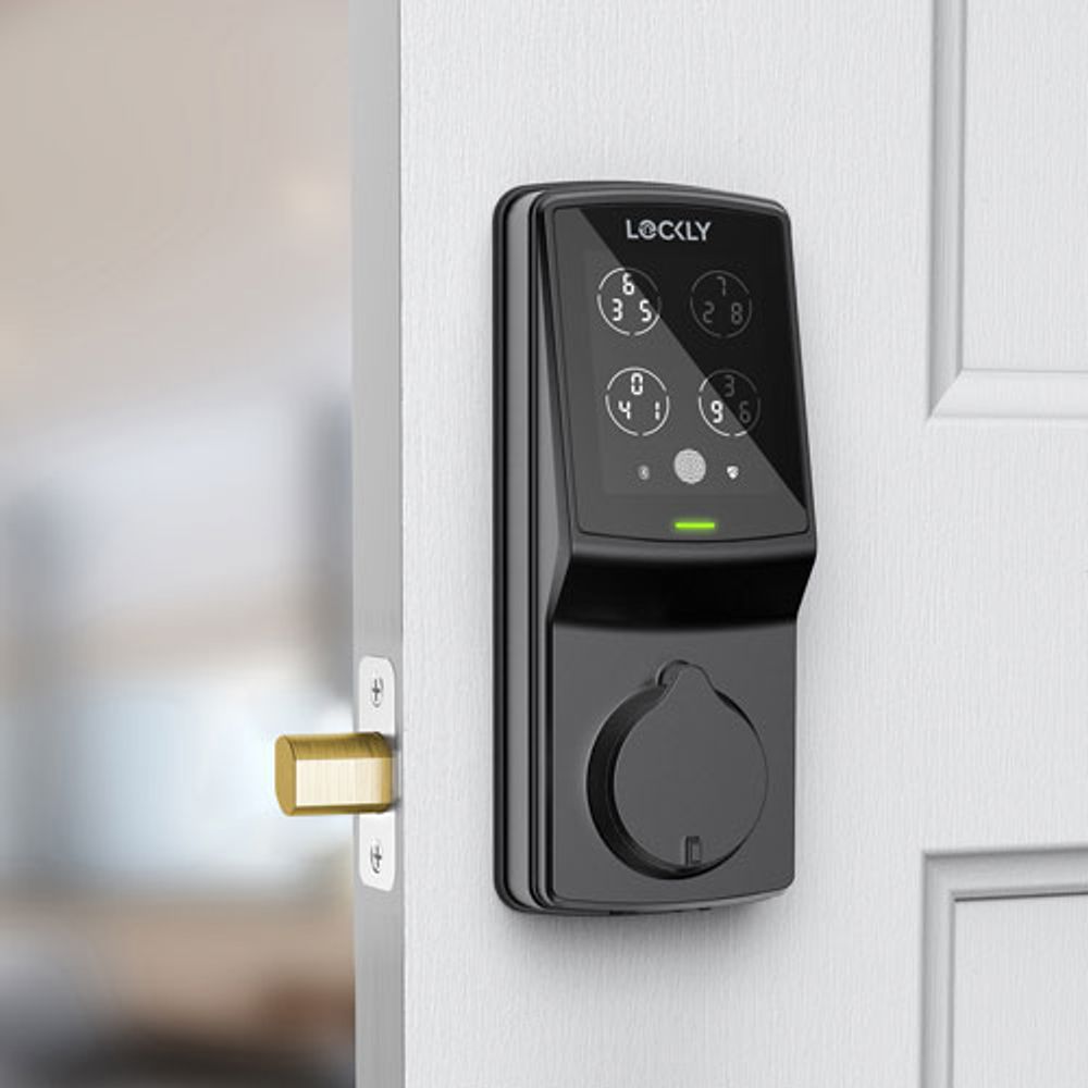 Lockly Secure Plus Fingerprint Bluetooth Deadbolt Smart Lock - Matte Black - Only at Best Buy