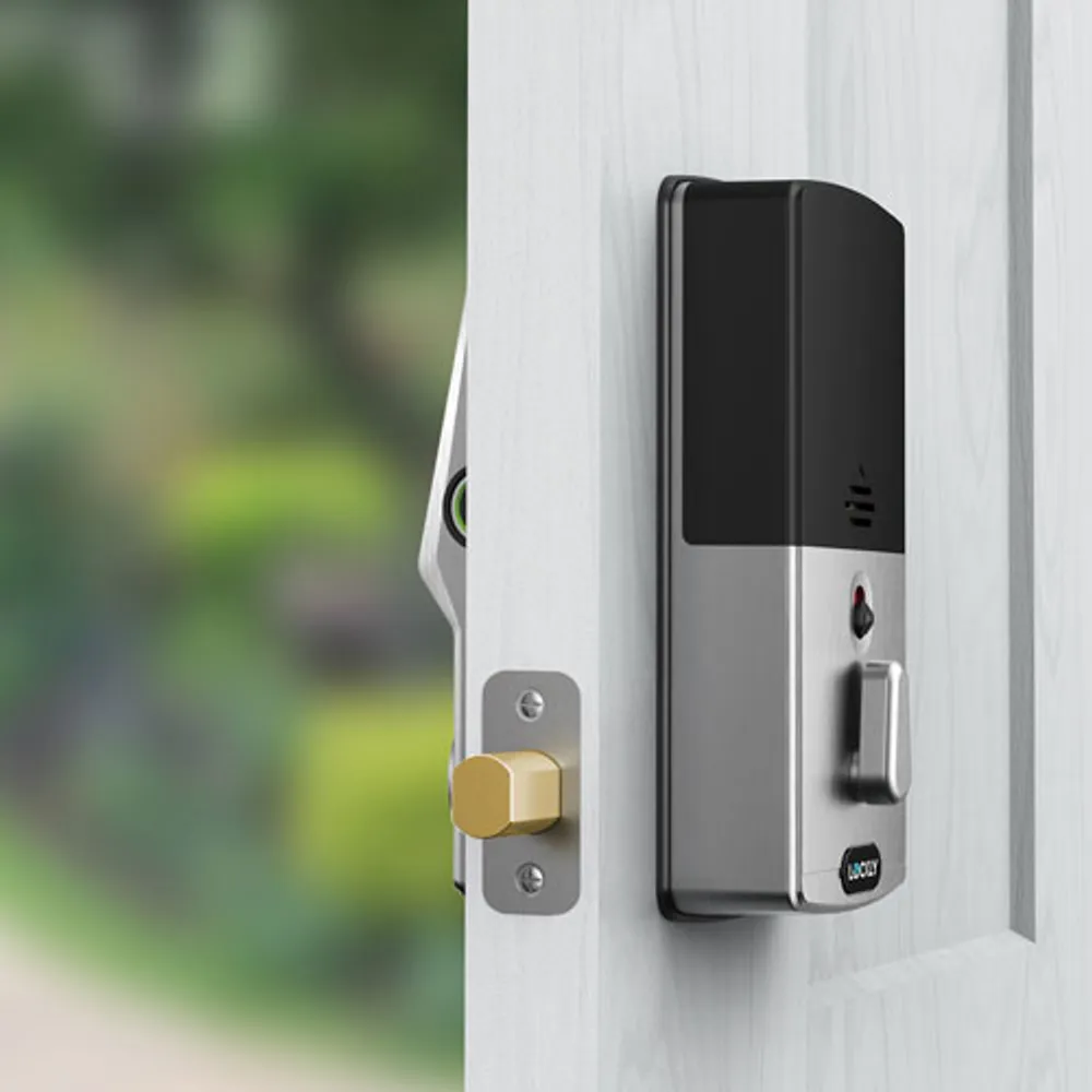 Serrure intel. pêne dormant/lect. empreint. Bluetooth Secure Plus Lockly - Nickel satiné - Excl. BBY