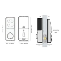 Serrure intel. pêne dormant/lect. empreint. Bluetooth Secure Plus Lockly - Nickel satiné - Excl. BBY