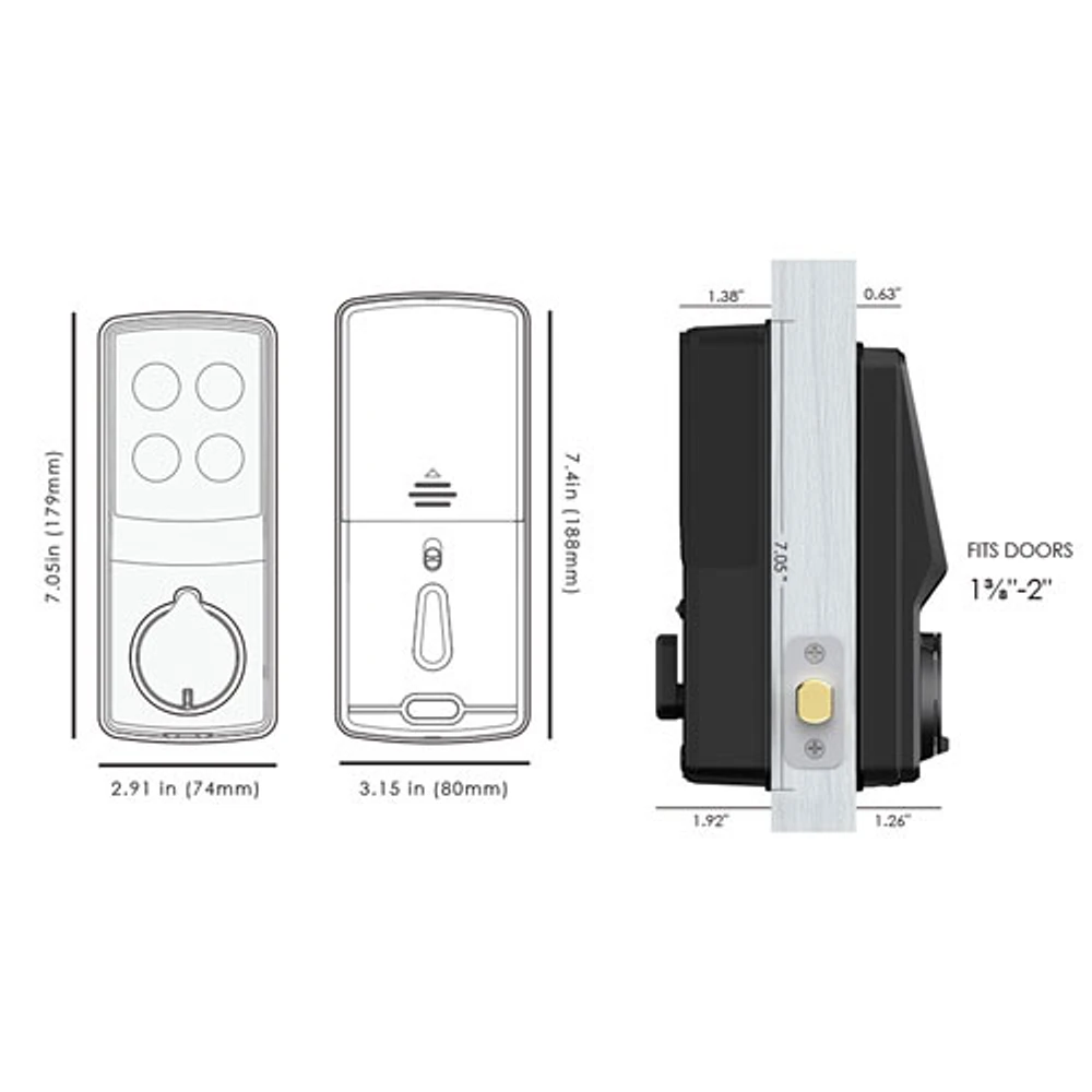 Serrure intel. à pêne dormant/lecteur d'empreintes Wi-Fi Secure Pro de Lockly - Noir mat - Excl. BBY