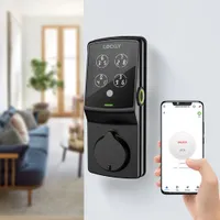 Serrure intel. à pêne dormant/lecteur d'empreintes Wi-Fi Secure Pro de Lockly - Noir mat - Excl. BBY