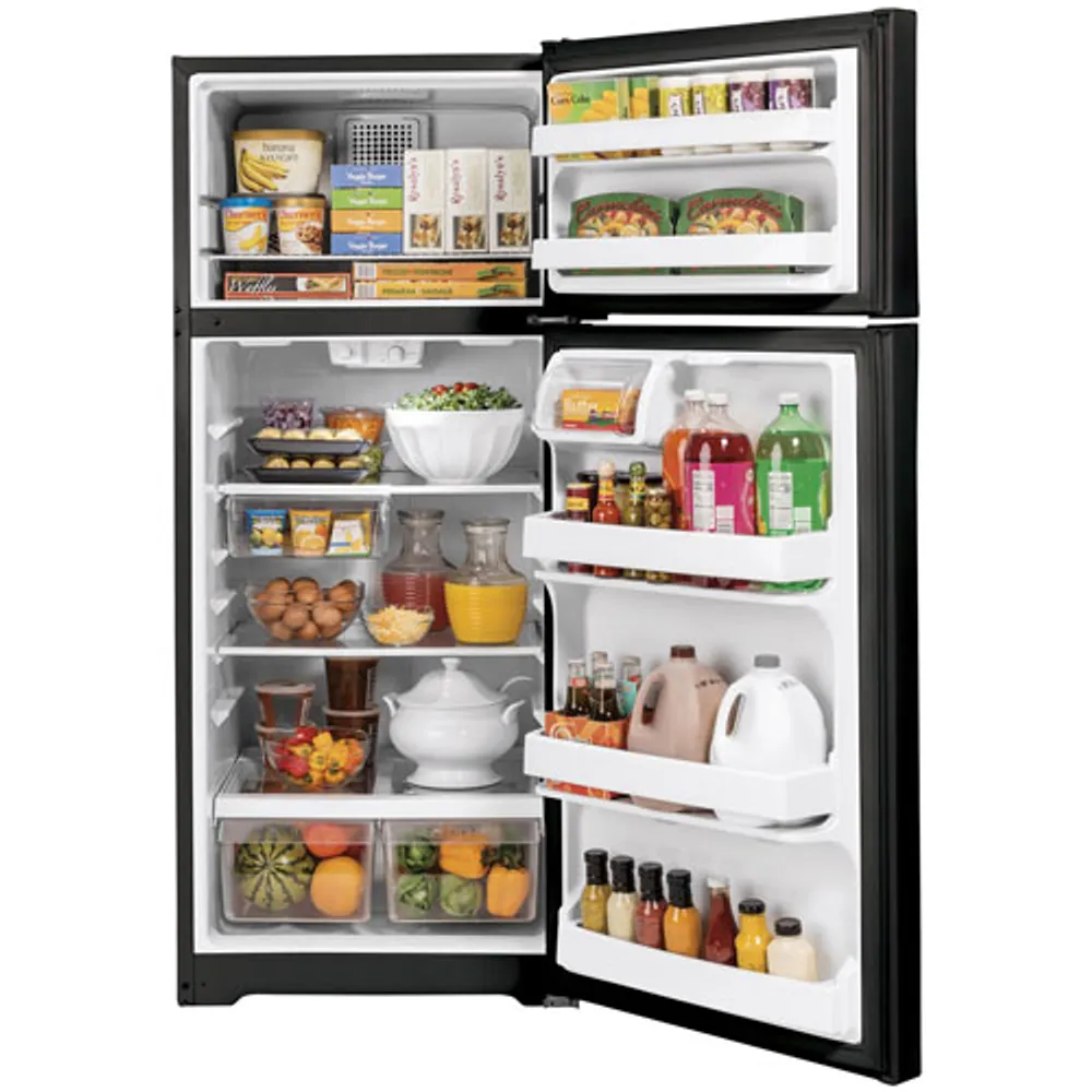 GE 28" 16.6 Cu. Ft. Top Freezer Refrigerator (GTE17GTNRBB) - Black