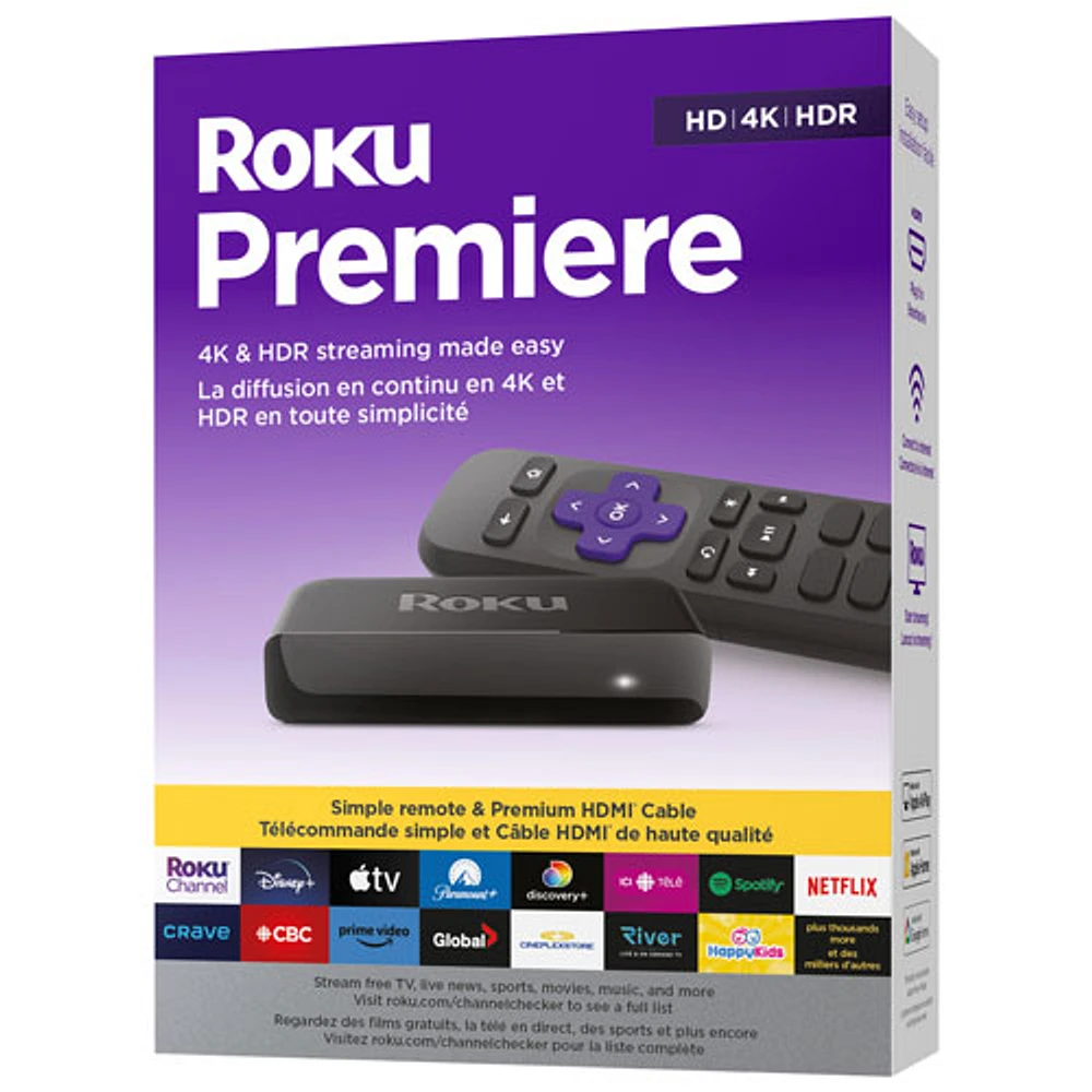 Lecteur multimédia en continu 4K Premiere de Roku avec télécommande