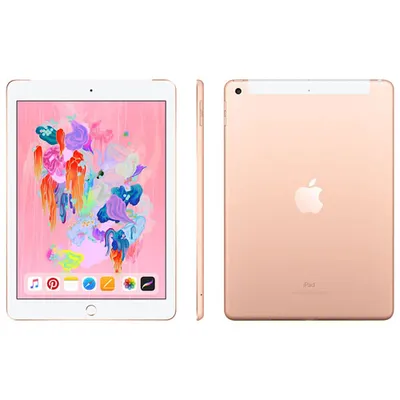 Fido Apple iPad 128GB with Wi-Fi/4G LTE - Gold (6th Generation) - Monthly Financing