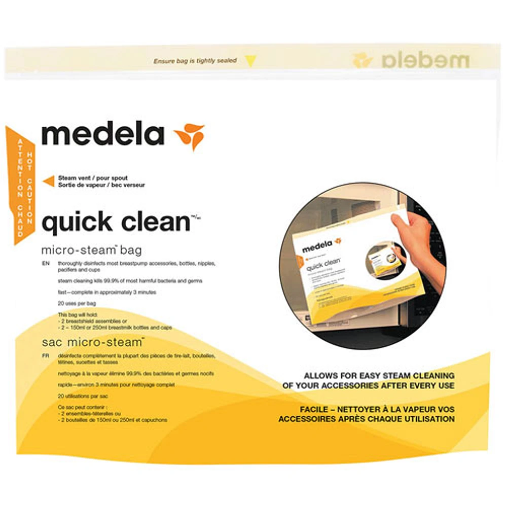 Sachets de désinfection pour micro-ondes Quick Clean de Medela - Lot de 5