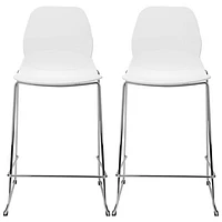 Keeley Contemporary Tall Height Barstool - Set of 2 - White/Chrome