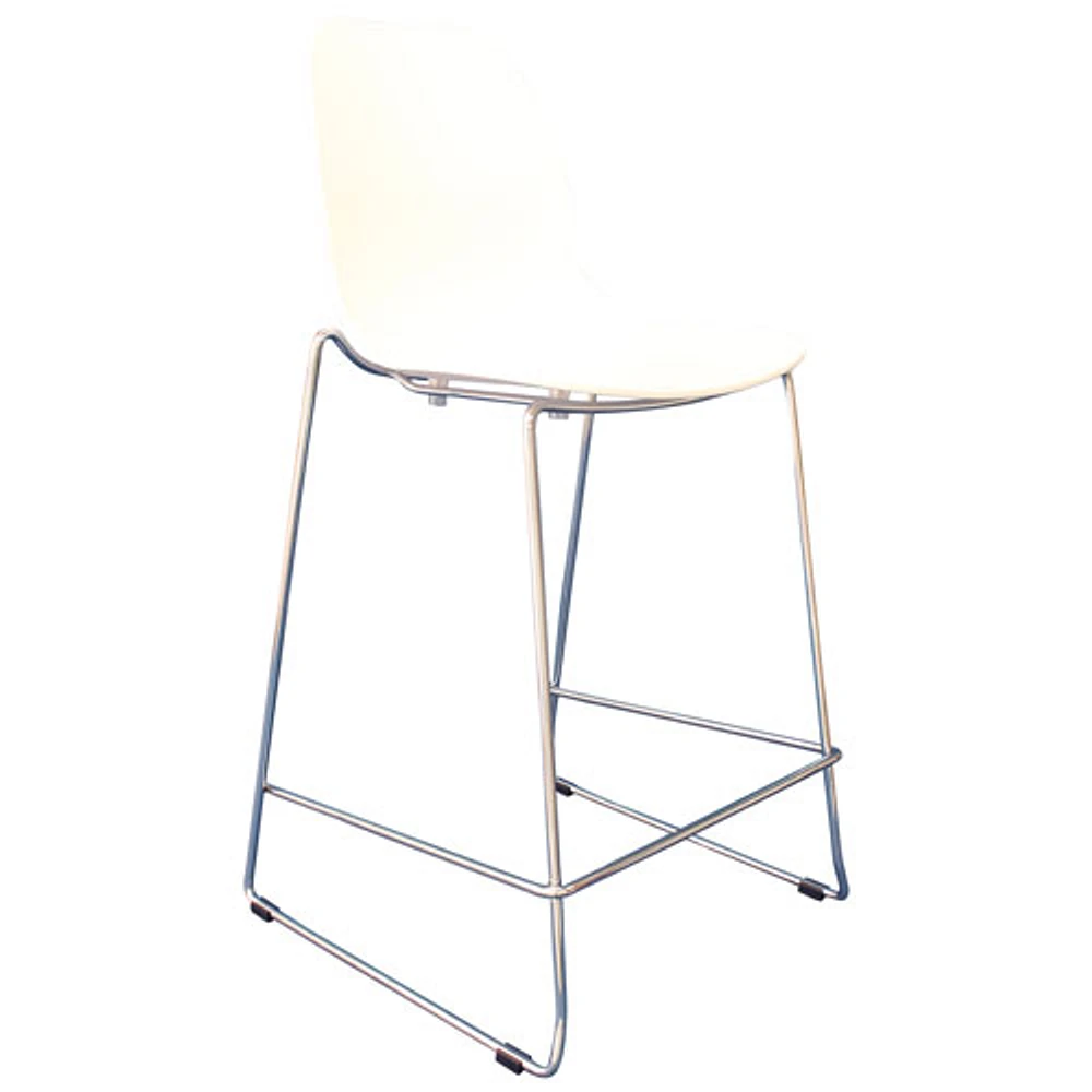 Keeley Contemporary Tall Height Barstool - Set of 2 - White/Chrome