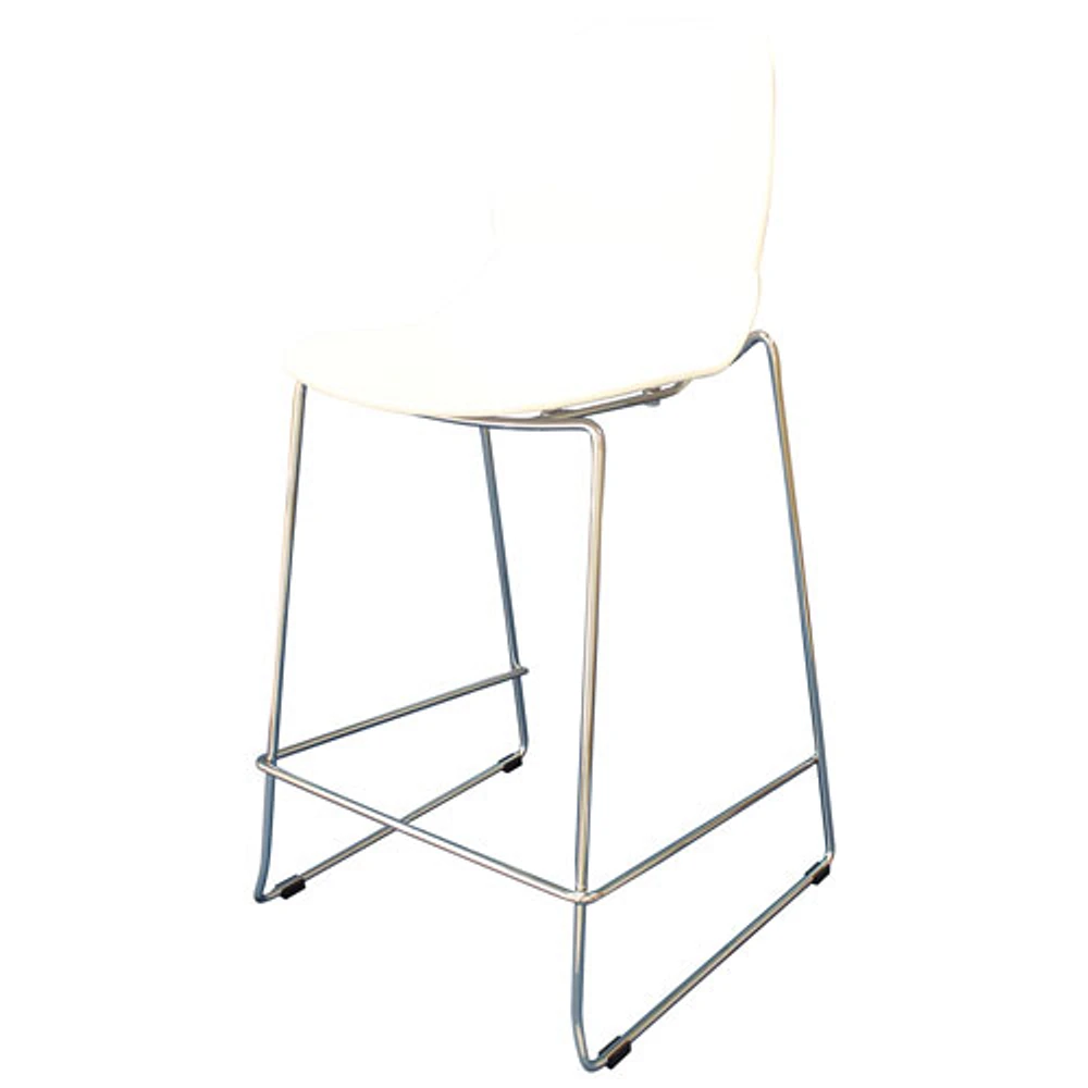 Keeley Contemporary Tall Height Barstool - Set of 2 - White/Chrome