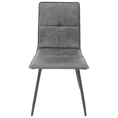 Anaelle Contemporary Faux Leather Dining Chair - Set of 2 - Grey/Metal