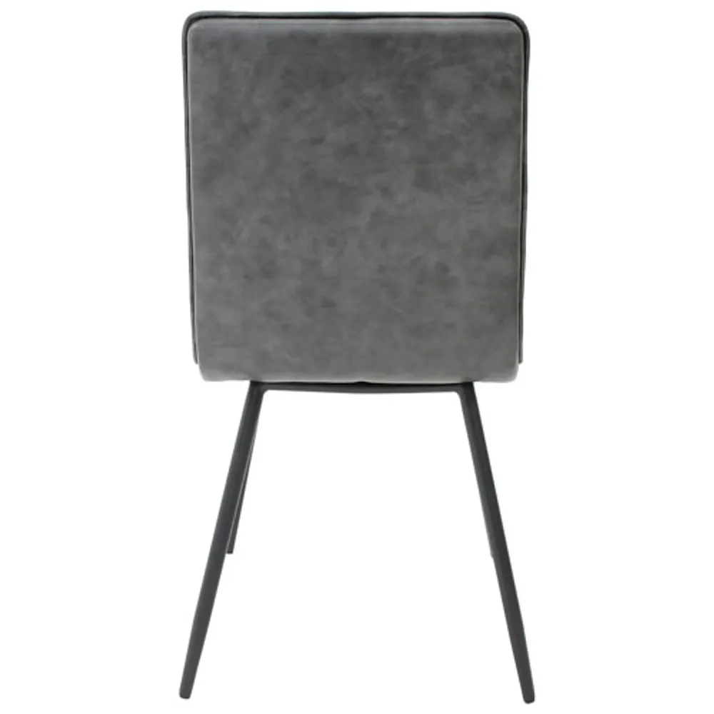 Anaelle Contemporary Faux Leather Dining Chair - Set of 2 - Grey/Metal