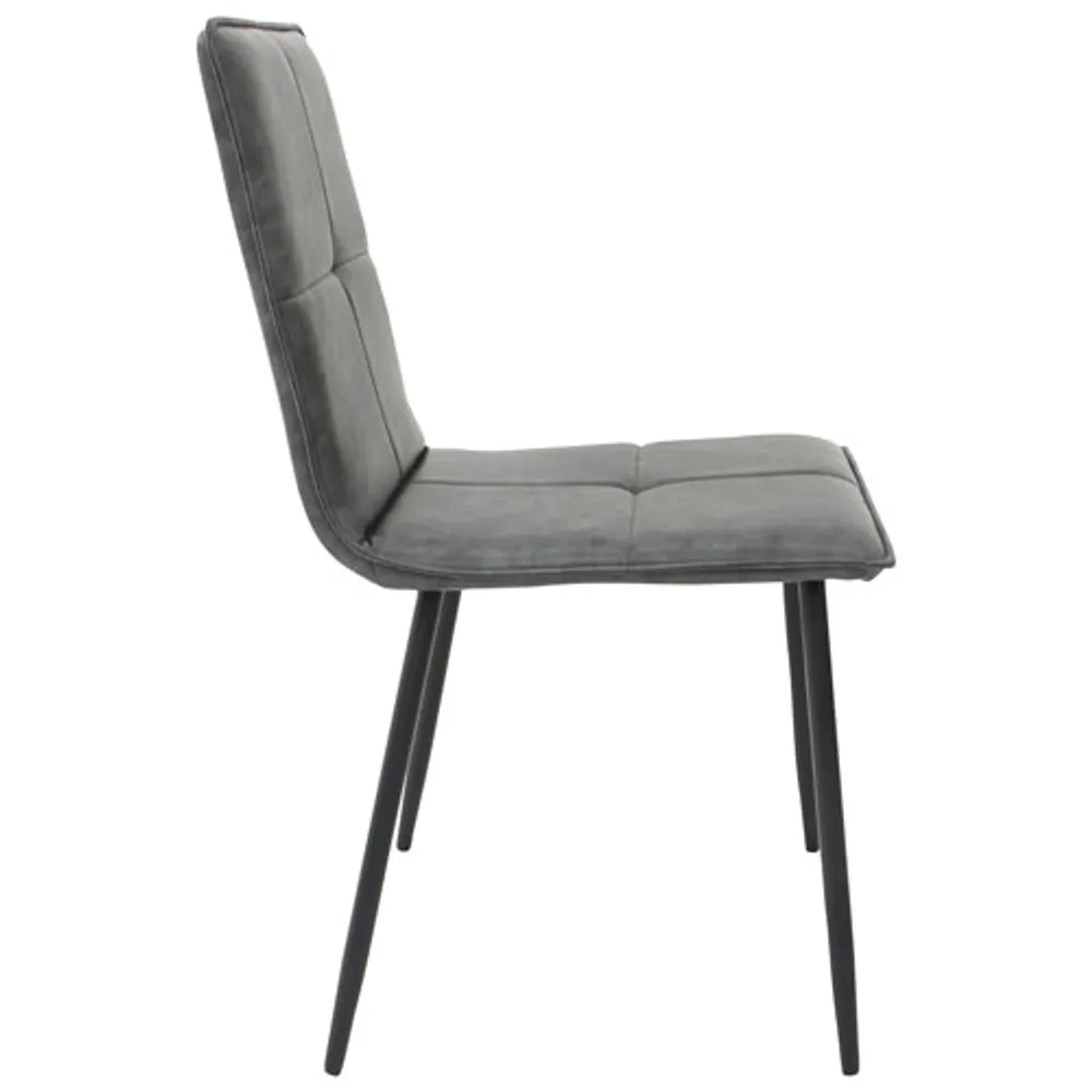 Anaelle Contemporary Faux Leather Dining Chair - Set of 2 - Grey/Metal