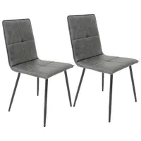 Anaelle Contemporary Faux Leather Dining Chair - Set of 2 - Grey/Metal