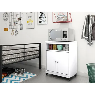 Landry Contemporary Mobile Microwave Cart - White