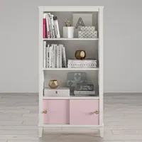 Monarch Hill Poppy 3-Shelf Bookcase with Sliding Door Cubby