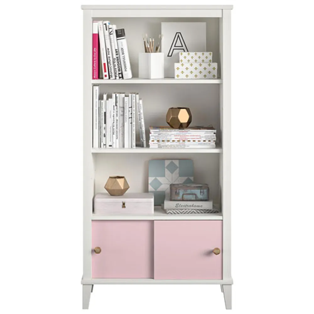 Monarch Hill Poppy 3-Shelf Bookcase with Sliding Door Cubby