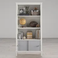 Monarch Hill Poppy 3-Shelf Bookcase with Sliding Door Cubby - Grey