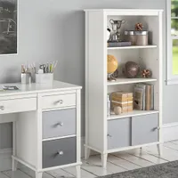 Monarch Hill Poppy 3-Shelf Bookcase with Sliding Door Cubby - Grey