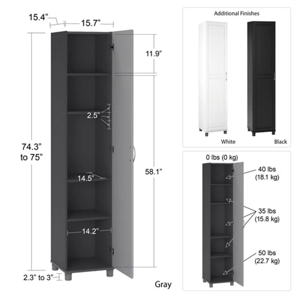 Armoire de po à 5 tablettes Kendall