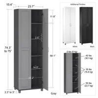 Kendall 75" 5-Shelf Cabinet - Black