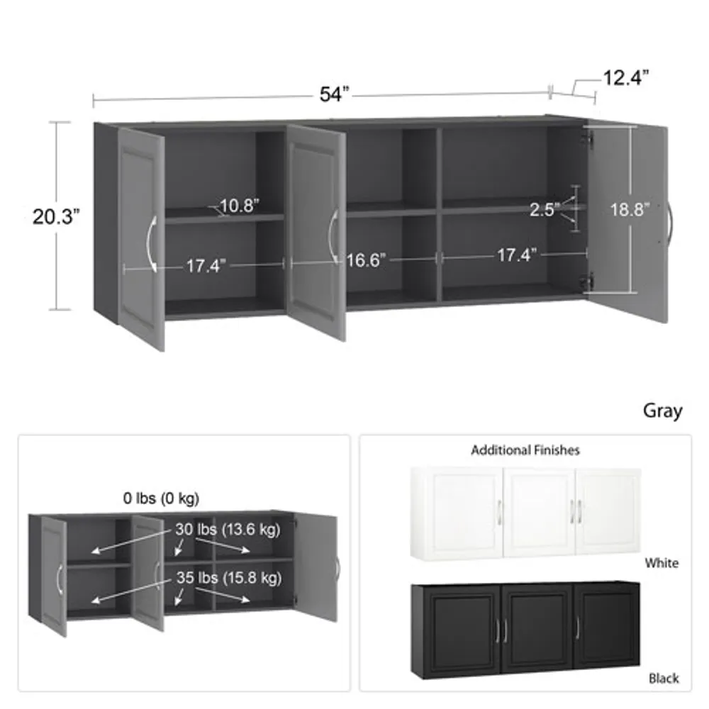 Armoire murale de 20 po à 3 tablettes Kendall - Gris