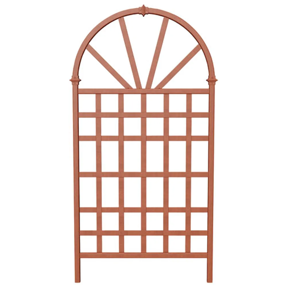 New England Arbor Vinyl Composite 77.25" Arched Wall Trellis - Brown