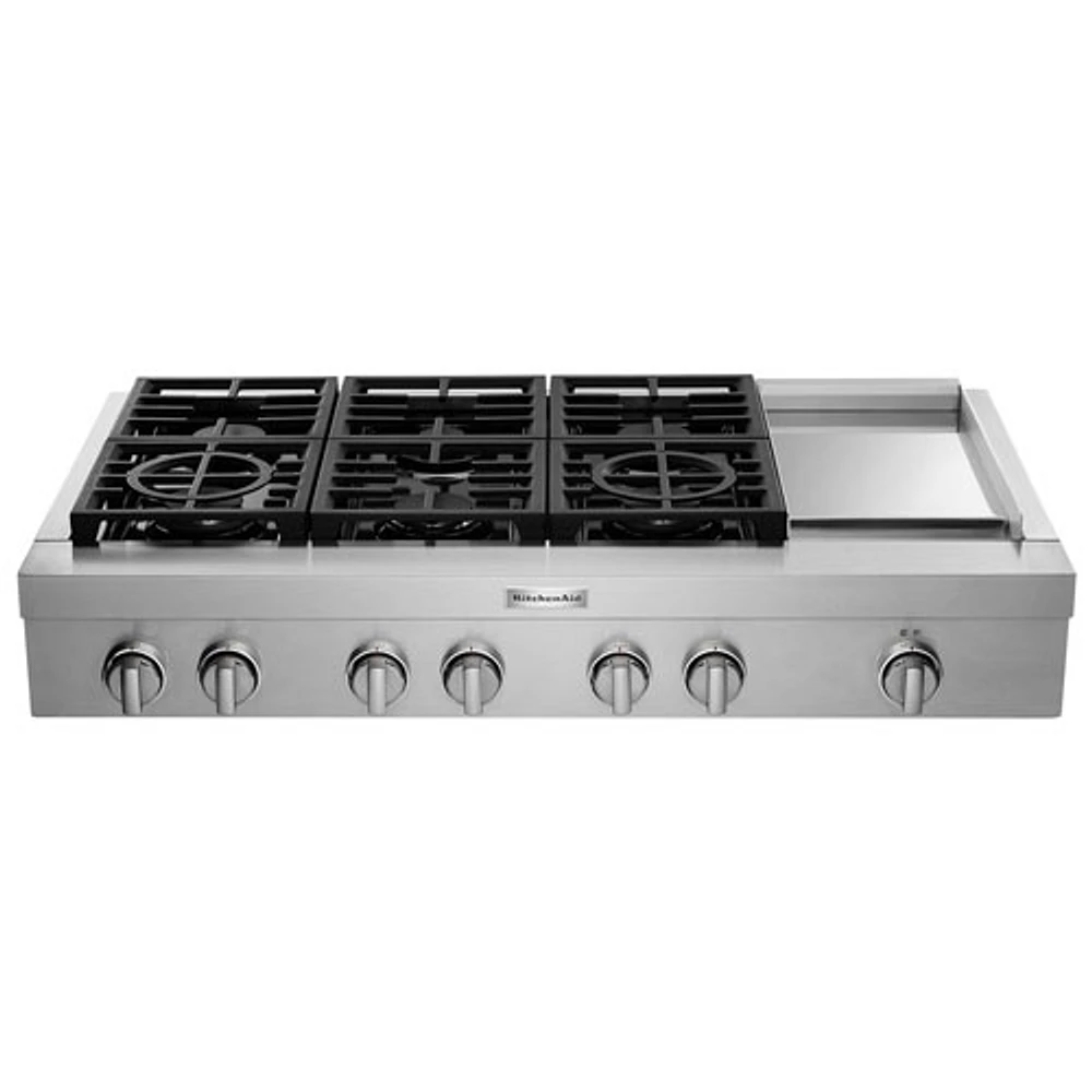 Surface de cuisson au gaz de style commercial de 48 po de KitchenAid (KCGC558JSS) - Acier inoxydable