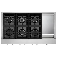 Surface de cuisson au gaz de style commercial de 48 po de KitchenAid (KCGC558JSS) - Acier inoxydable