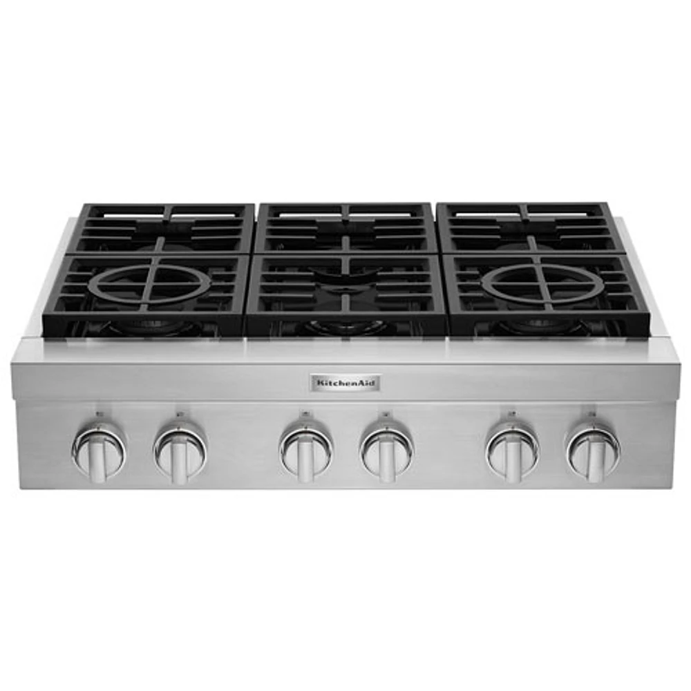 KitchenAid 36" 6-Burner Gas Cooktop (KCGC506JSS) - Stainless Steel