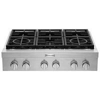 KitchenAid 36" 6-Burner Gas Cooktop (KCGC506JSS) - Stainless Steel