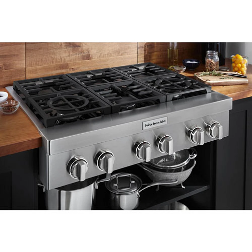 Surface de cuisson au gaz de style commercial 36 po de KitchenAid (KCGC506JSS) - Acier inoxydable