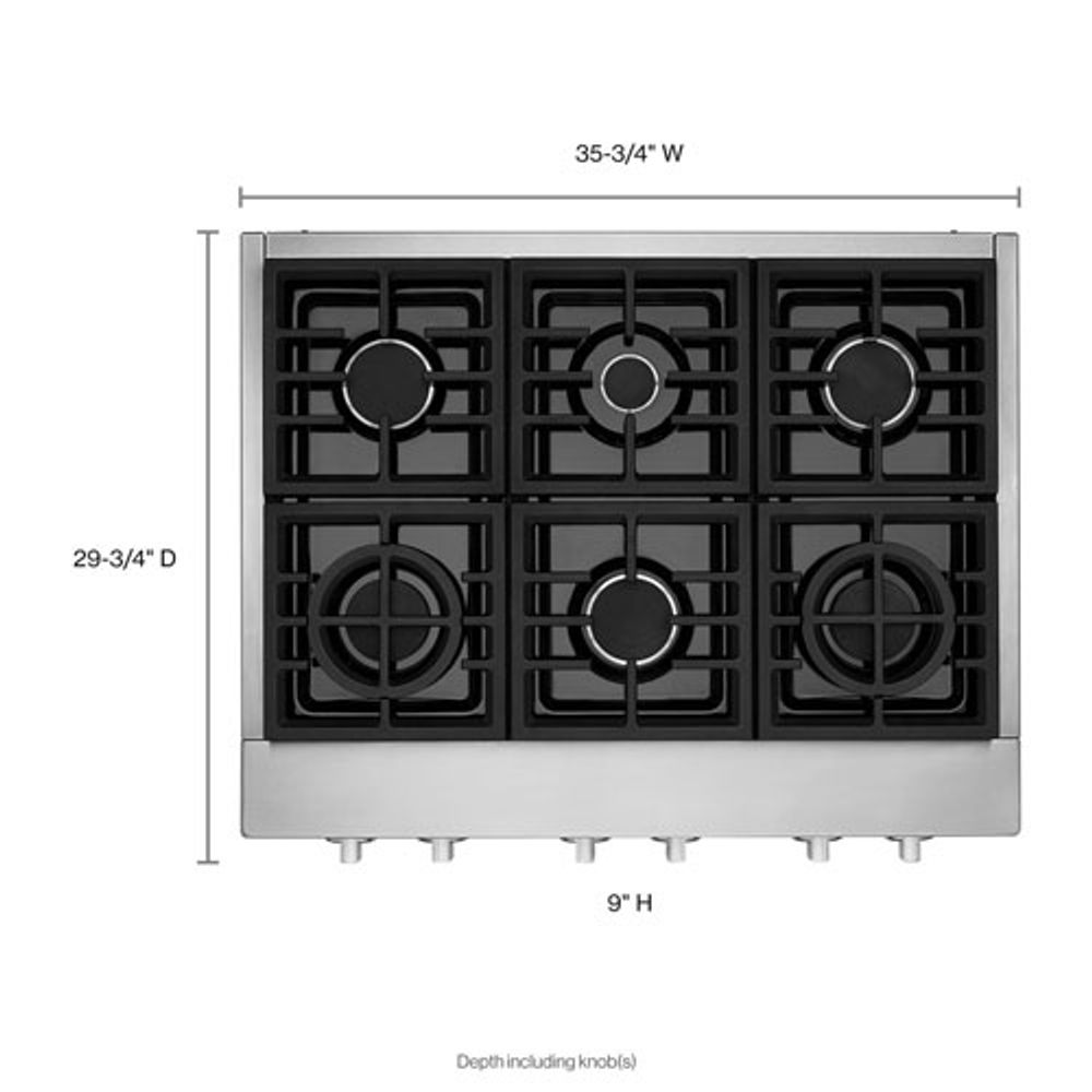 KitchenAid 36" 6-Burner Gas Cooktop (KCGC506JSS) - Stainless Steel