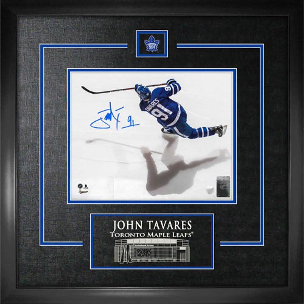 Frameworth Toronto Maple Leafs: John Tavares Overhead Signed Framed Photograph (18x22)