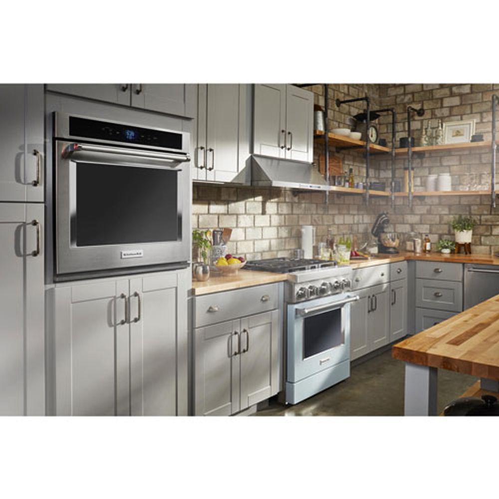 KitchenAid 30" 4.1 Cu. Ft. True Convection Freestanding Dual Fuel Range (KFDC500JMB) -Misty Blue