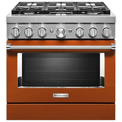 KitchenAid 36" 5.1 Cu. Ft. True Convection 6-Burner Dual Fuel Range (KFDC506JSC) -Scorched Orange