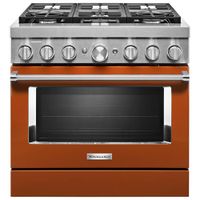 KitchenAid 36" 5.1 Cu. Ft. True Convection 6-Burner Dual Fuel Range (KFDC506JSC) -Scorched Orange