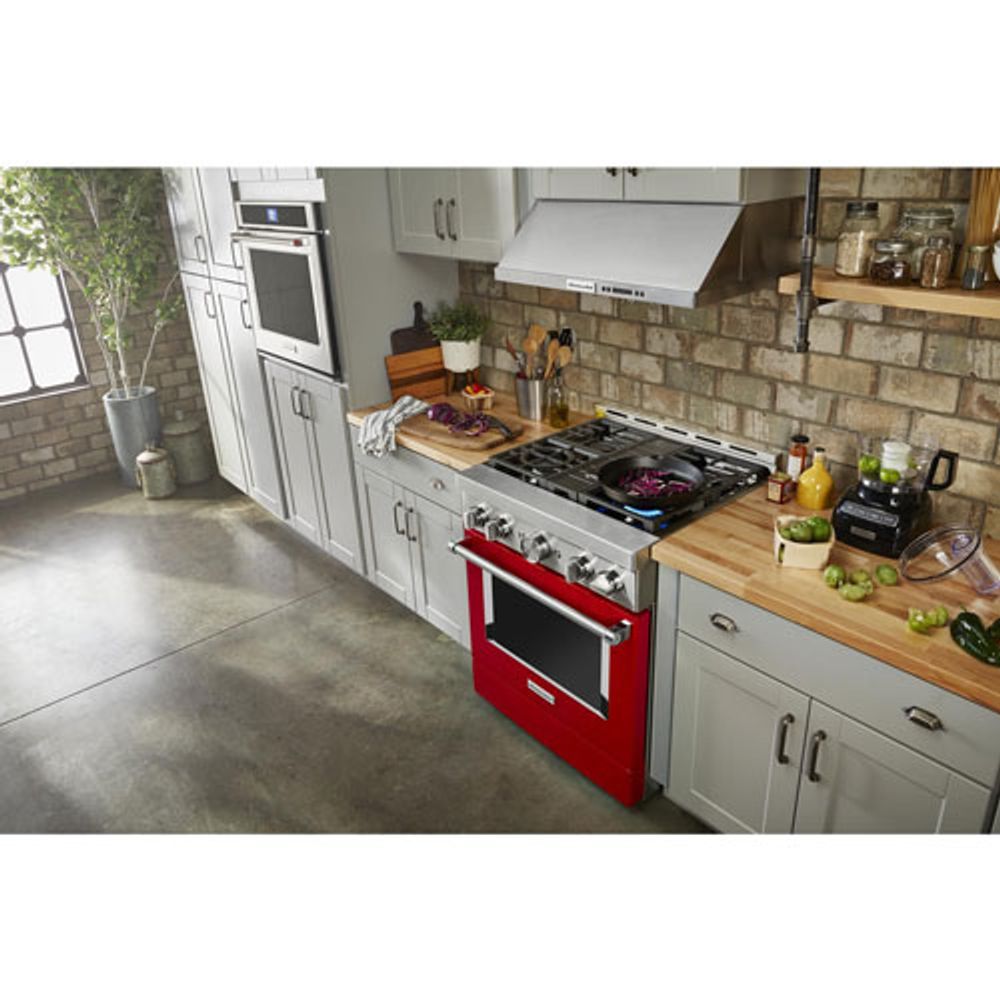 KitchenAid 30" 4.1 Cu. Ft. True Convection Freestanding Dual Fuel Range (KFDC500JPA) -Passion Red