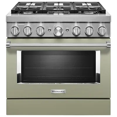 KitchenAid 36" 5.1 Cu. Ft. True Convection 6-Burner Dual Fuel Range (KFDC506JAV) -Matte Avocado