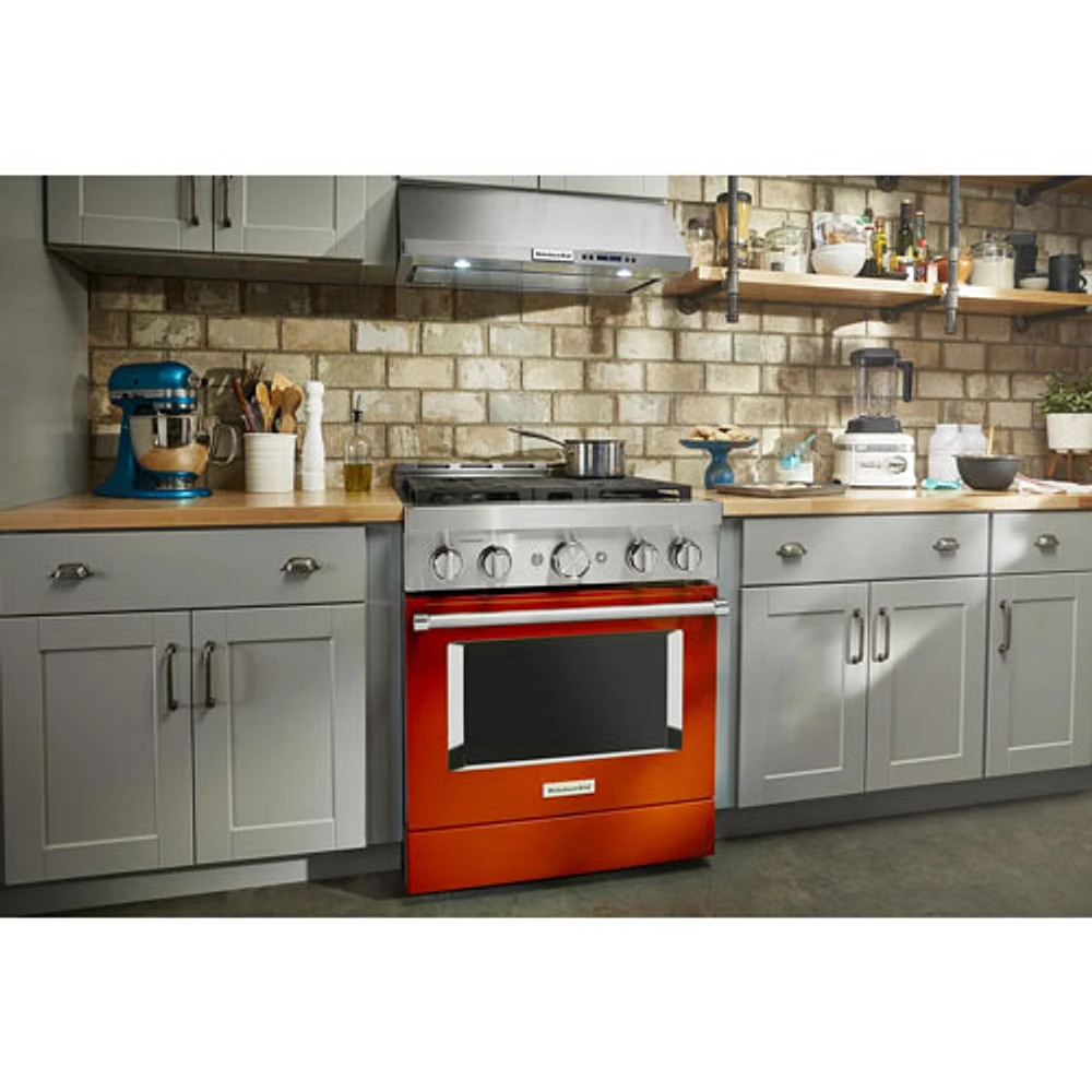 Cuisinière biénergie autonome conv. véritable 4,1 pi³ 30 po KitchenAid (KFDC500JSC) - Orange brûlé