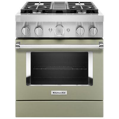 KitchenAid 30" 4.1 Cu. Ft. True Convection Freestanding Dual Fuel Range (KFDC500JAV) -Matte Avocado