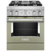 KitchenAid 30" 4.1 Cu. Ft. True Convection Freestanding Dual Fuel Range (KFDC500JAV) -Matte Avocado