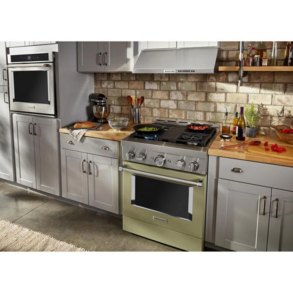 KitchenAid 30" 4.1 Cu. Ft. True Convection Freestanding Dual Fuel Range (KFDC500JAV) -Matte Avocado