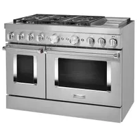 Cuisinière biénergie 6 brûleurs 2 fours conv. véritable 6,3 pi³ 48 po KitchenAid (KFDC558JSS) - Inox