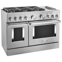 KitchenAid 48" 6.3 Cu. Ft. True Convection Double Oven 6-Burner Dual Fuel Range (KFDC558JSS) -Stainless