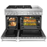 Cuisinière biénergie 6 brûleurs 2 fours conv. véritable 6,3 pi³ 48 po KitchenAid (KFDC558JSS) - Inox