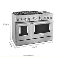 KitchenAid 48" 6.3 Cu. Ft. True Convection Double Oven 6-Burner Dual Fuel Range (KFDC558JSS) -Stainless
